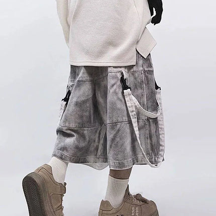 Retro Hip-hop Men's Ripped Jeans Summer American Casual Fashion Loose Street Style Washed Patchwork Male Hollow Out Shorts