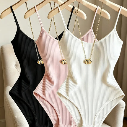 Sleeveless Knit Bodysuit Hot Summer Sexy Bodycon Off Shoulder Halter Tops Casual Street Bodice For Women ClubWear