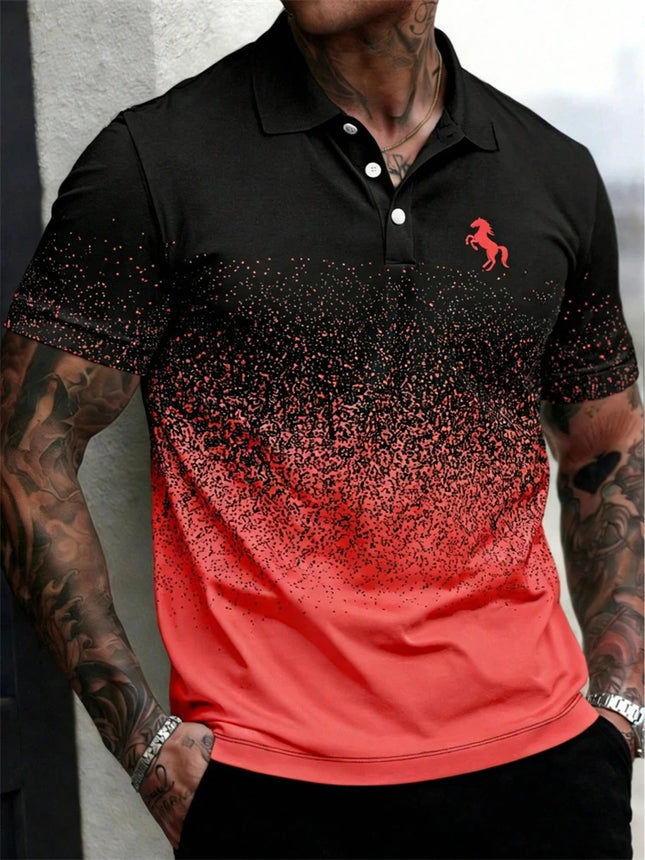 Polo de hombre, novedad de verano de 2026, camiseta informal, elegante, cómoda y transpirable de manga corta con diseño de estampado a rayas en 3D