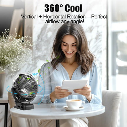 Portable Clip-on Mist Cooling Fan Rechargeable 3 Speed Digital Display Mini Humidifier Spray Fan Adjustable Desk Fan with 4000mA