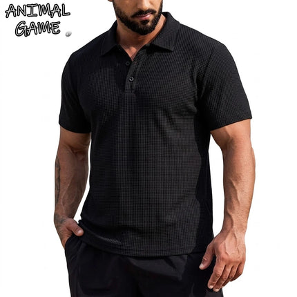 Ice Silk Short Sleeve T-Shirt Man Summer Lapel Solid Polo Shirt Gym Man Lightweight Streetwear Polo Quick Dry Shirts for Men Tee