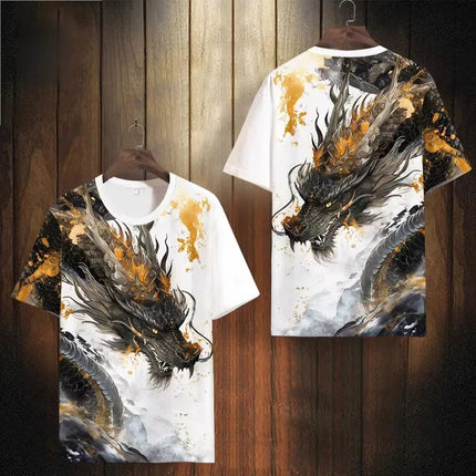 New Chinese Style T-Shirts Dragon Totem 3D Print Men Women Tees Short Sleeve Round Neck T Shirt Harajuku Y2K Tops Men's Clothing