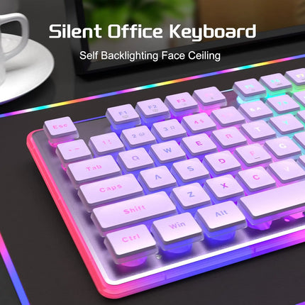 MageGee Gaming Keyboard and Mouse 104 Keys RGB 6 Speed Mouse Combo Pudding Keycaps Silent Computer Keyboard PC - product imag