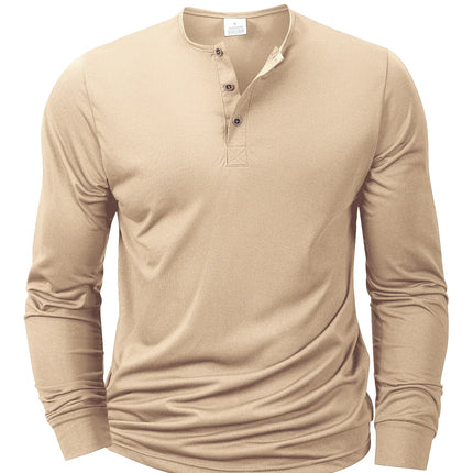 New Men's Henley T-shirts Long Sleeve Basic Casual Band Collar T Shirts Comfortable Soft Pullover Tops Male Tee