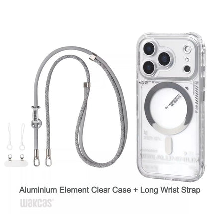 Aluminium Element Magnetic Phone Case Transparent Anti-drop Original Case for IPhone 15/16/17 Pro Max Custom Phone Case