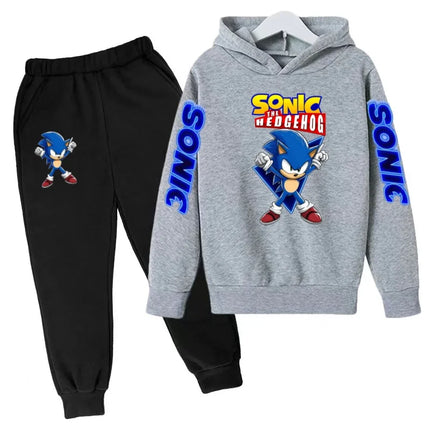 Kids New Supersonic Clothing Jogging Blue Sweatshirt Top Coat+Pants Two-piece Hoodie Boys Girls3-12Yrs Clothes Casual Sports Set