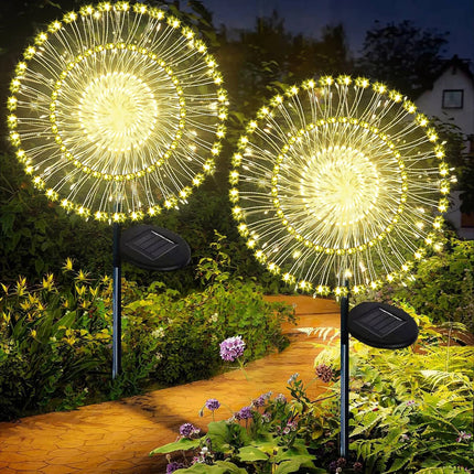 Solar Lights for Outdoor Garden 60/200/420LED Dandelion Lighting Stake Solar Firework Light for Christmas Halloween Lawn Decor