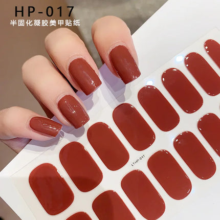 Semi Cured Wraps Fast Gel Nail Sticker Soild Nail Gel Wraps Adhesive Full Cover Gel Nail Decal UV Lamp Cured Manicure Decoration