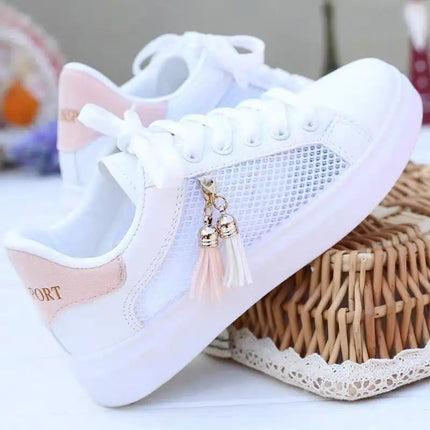 2022 Spring Fashion Platform Sneakers Women Comfortable Women Casual Shoes Lightweight Lace-up Breathable Mesh Shoes Woman Tenis