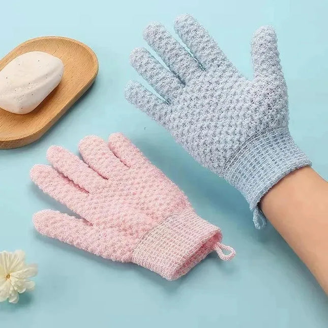 1Pc Five Finger Shower Gloves Frosted Mud Rubbing Towel Scrubbing Tool for Mud Bath Exfoliating Glove with Grip
