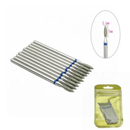 10pcs Nail Milling Cutter Set Diamond Stone Electric Manicure Drills Nail Drill Cuticle Clean Bits Burr Accessories Nail Art