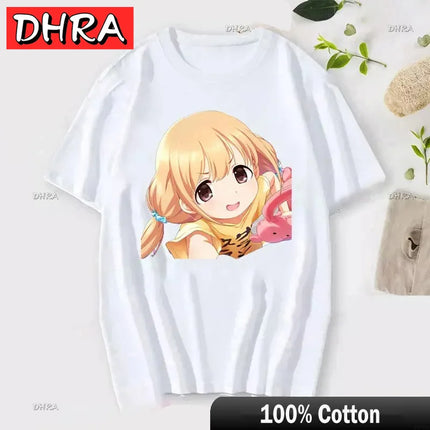 If You Work You Lose Anzu Futaba Version T-Shirt Cute Kawaii Anime Jirai Kei Tshirt Danshi Tees for Men Funny Cartoon Otaku Tops