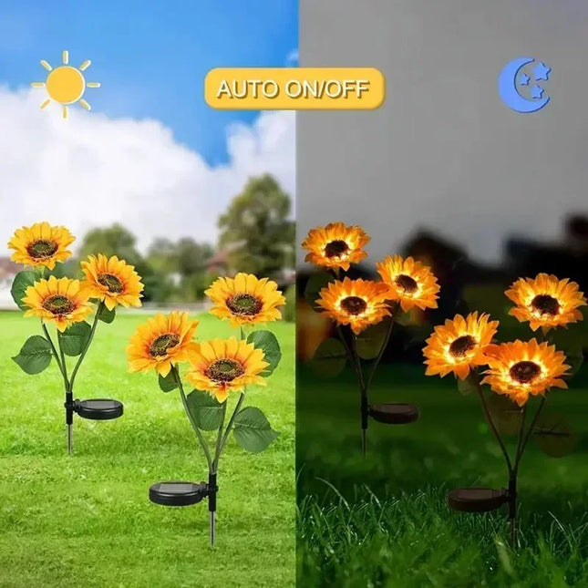 3-Head LED Solar Garden Lights Sunflower Lights Solar Outdoor Lawn Lights Garden Landscape for Porch - product image 2
