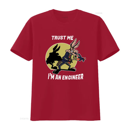 Trust Me I'm An Engineer Coyote Cartoon T Shirt for Men Casual Loose Fit vintage Washed Stylish Top For Everyday Wear fashion