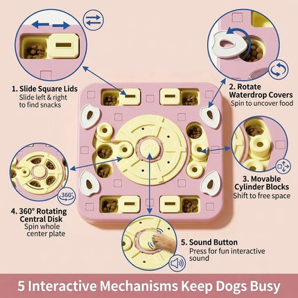 Dog Puzzle Feeder InteractiveTreatDispensing Slow Feeder Bowl, IQ Training Anti-slip Biteproof PetToyFor Small Medium Large Dogs