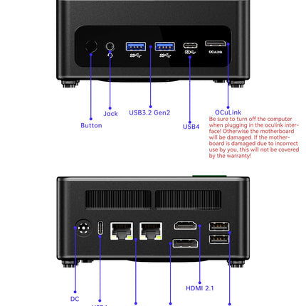 AOOSTAR GEM12+ Mini PC Barebone, AMD Ryzen 7 8845HS, High Performance Mini Desktop PC, Dual USB4 Port, Gaming Office Business