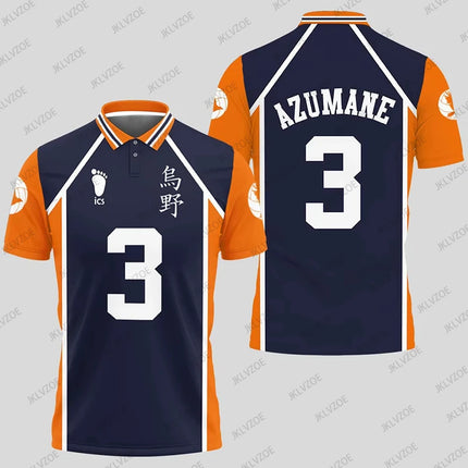 Haikyuu Hinata 10 Cosplay Polo Shirts Summer Shorts Sleeve Men Polos Volleyball Uniform Japan Sports Jerseys Kids Adult Tops