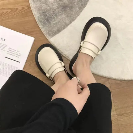 Fashion Retro Large Head Women's Slippers Thick Bottom Women's Bag Head Half Slippers Vulcanized Shoes