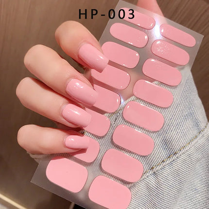 Semi Cured Wraps Fast Gel Nail Sticker Soild Nail Gel Wraps Adhesive Full Cover Gel Nail Decal UV Lamp Cured Manicure Decoration