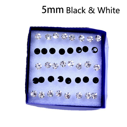 20 Pair/Set Women Girl Rhinestone Crystal Ear Stud Earrings Party Elegant Simple Daily Wear Earring Jewelry Gift 2.5 3 4 5mm