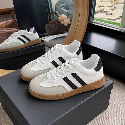Women's Fashion Tennis Sneakers Flats Lace-up Vulcanized Shoes Autumn Outdoor Trainers Student Board Footwear
