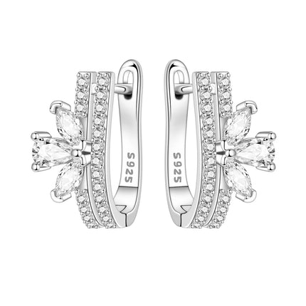 Orstarry Original 925 Sterling Silver Blue Iris Flower Earrings Women Hoop Earring Anniversary Jewelry Trendy Gifts