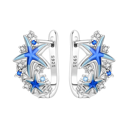Orstarry 925 Sterling Silver Blue Zircon Starry Sky Earring Original Jewelry Hoop Earrings Women Jewelry Party Trendy Gifts