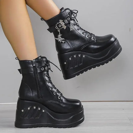 2026 Punk Goth Platform Heels Women's Boots Size 43 Fashion Casual Wedge Shoes Hot Sale New Arrivals for Women