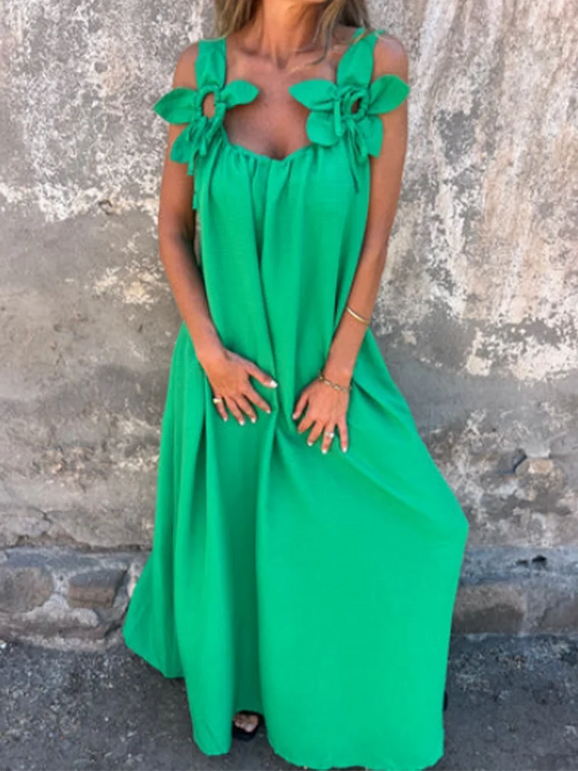 V-Ausschnitt Einfarbig Kurzarm Schnürung Damenkleid High Street Mode Eleganter Pendler-Stil Sommerkleider