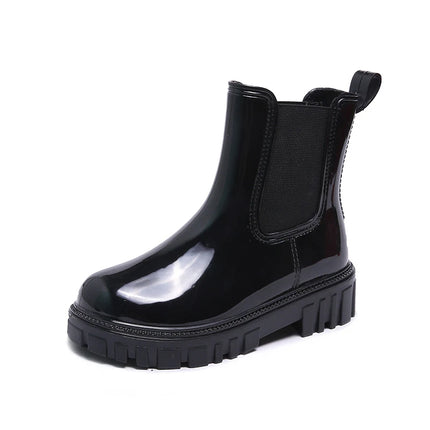 New Short Slip Boots Women's Fashion Round Head Sleeve Waterproof External Wear Heightening Rain Shoes