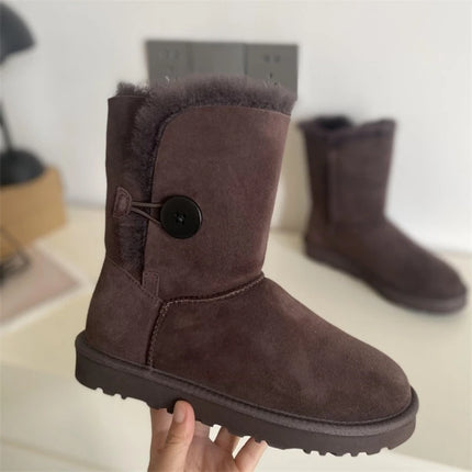 Women Natural Sheepskin Ultra Mini Snow Boots New Design Classic Sheep Fur Wool Lace up Ankle Boot Leather Winter Warm Men Shoes
