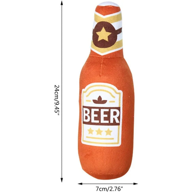 Squeaking Dog Toy Realistic Beer Bottle Shape Interactive Play Bite Resistant Wear Resistant Easy To - product image 2