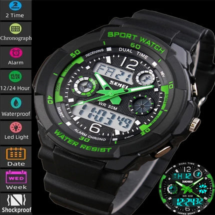 Skmei Kid's Digital Sport's Watches Boy Girl Fashion Dual Time Children Led Waterproof Electronic Wristwatch Relogio Masculino