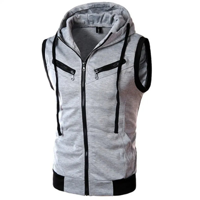 Neue Herren Kapuzen-Westen Ärmellos, Einfarbig, Slim Fit, Casual Cardigan Oberbekleidung, Herren Vintage Weste Streetwear Weste Hoodies