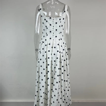 Dresses 2025 Woman White Polka Dot Waist-hugging Sexy Suspender Dress Trendy Simple Style Casual Commuting Fashion Vestidos Chic