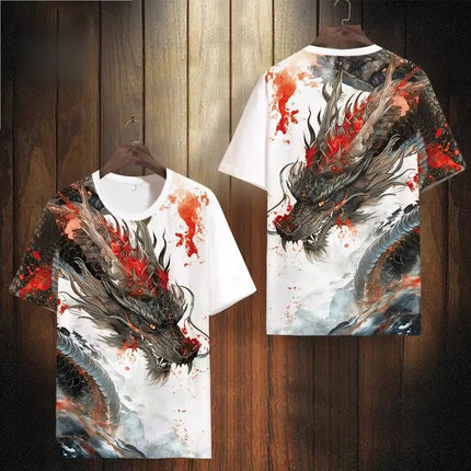 New Chinese Style T-Shirts Dragon Totem 3D Print Men Women Tees Short Sleeve Round Neck T Shirt Harajuku Y2K Tops Men's Clothing