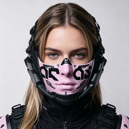 14Color Cyberpunk Half Face Mask Mecha Style Halloween Cosplay Mask Adjustable Strap Breathable Comfort Party Costume Face Cover