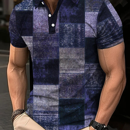 Fashion Harajuku Fitness Ropa Hombre Loose Casual Sportswear POLO Shirt Plaid Printing Button Short Sleeve Tee Shirts GYM Tops
