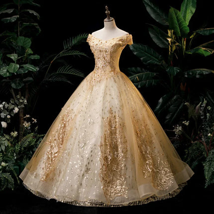 Classical Off The Shoulder Vestidos De Quinceaneras Lace Flower Beading Puffy Prom Dress Elegant Long Suknia Balowa Customized