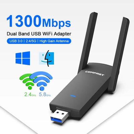 COMFAST 1300Mbps Usb 3.0 Wifi Adater 2G&5g Dual Band WIFI Adaptador Antenna 802.11AC MU-MIMO Network card 802.11AC Gigabit card