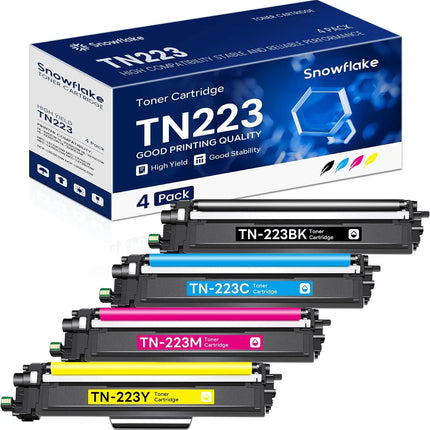 4 Pack TN223 Toner Cartridge Set Black Cyan Magenta Yellow Compatible for Brother MFC-L3710CW MFC-L3770CDW MFC-L3750CDW