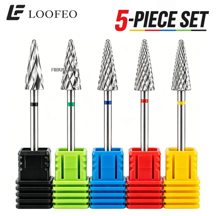 5pcs Stainless Steel Nail Drill Bit for Gel Removal Cuticle Burr Bits Milling Cutter For Manicure Pedicure Nail E-File Bit Set