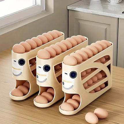 3-Tier Rolling Egg Storage Container For Refrigerator Holds 24 Eggs Organizer Rack Large Capacity Kitchen & Fridge - product