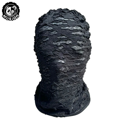 Musion Gothic Punk Distressed Ripped Face Mask Ftxo - Comfort Fit Windproof for Skiing Cycling Halloween Street Style