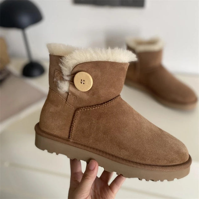 Women Natural Sheepskin Ultra Mini Snow Boots New Design Classic Sheep Fur Wool Lace up Ankle Boot Leather Winter Warm Men Shoes