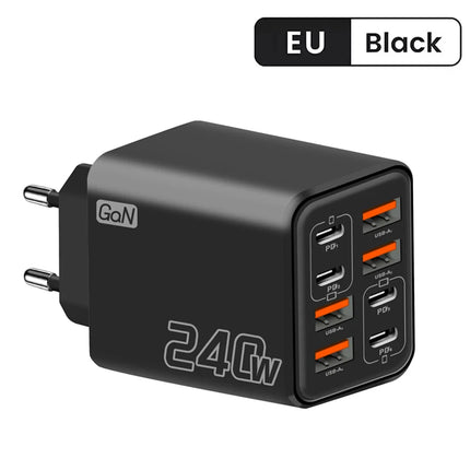 8 in 1 GaN USB-C Desktop Charger 240W Fast Charge Phone Adapter USB-C Cable For iPhone Samsung Xiaomi EU/US/UK - product imag