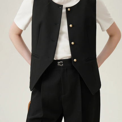 FSLE Women Blazer Temperament Suit Jacket for Office Lady Sets Formal Female Blazer Vest Skirt 24FS11075