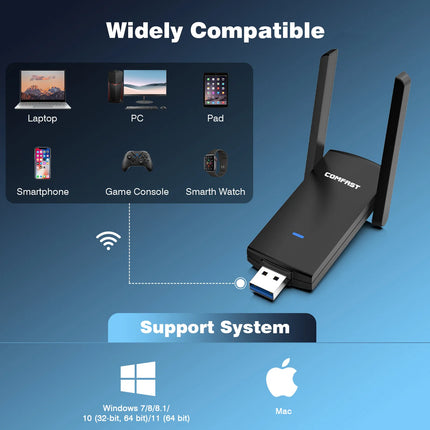 COMFAST 1300Mbps Usb 3.0 Wifi Adater 2G&5g Dual Band WIFI Adaptador Antenna 802.11AC MU-MIMO Network card 802.11AC Gigabit card