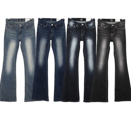 High Waist Sexy Split Denim Jeans Long Leg Lengthening Bell Bot Cotton Stretch Denim Pants for Women Spring Autumn