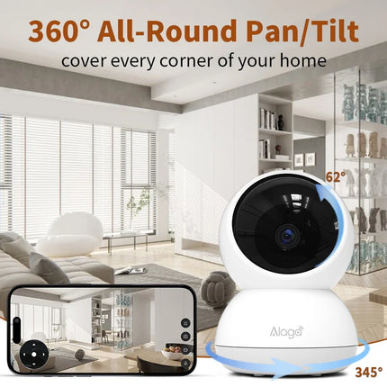 360° Smart Home Security Camera PTZ 2K 5G WiFi AI Detection Night Vision Automatic Tracking Security Surveillance Baby Monitor